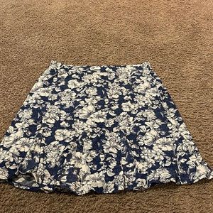 White and blue floral skirt